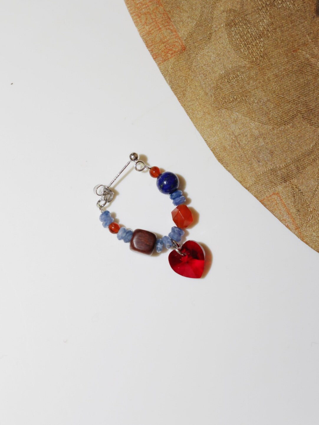 Chinoiserie Red and Blue Heart Earrings,Lumivault.