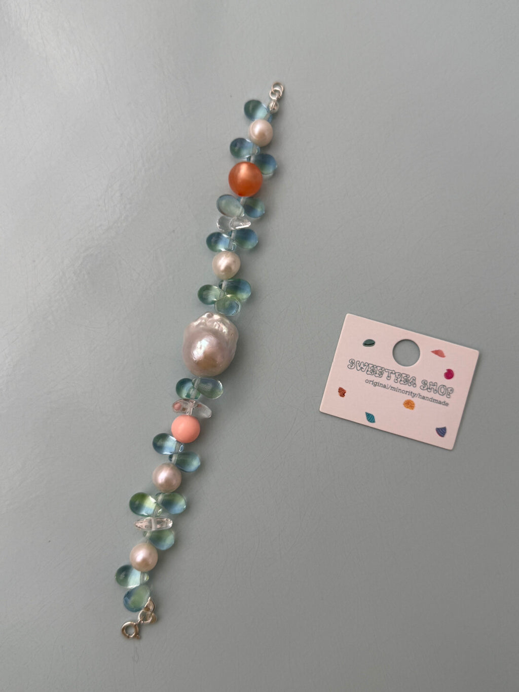Mint Water Drop Persimmon Beaded Necklace,Bracelet,Lumivault.
