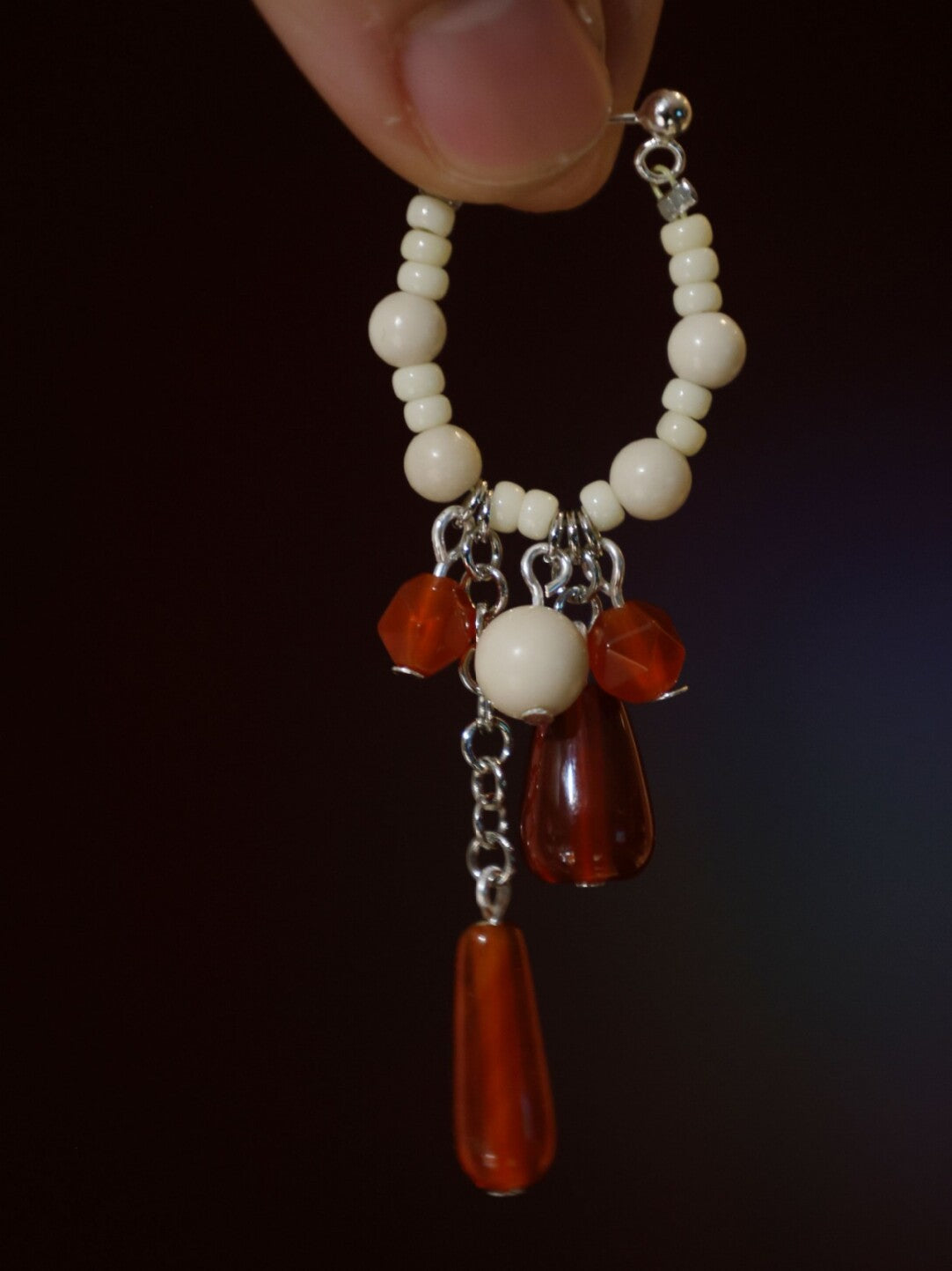 Chinoiserie Red Water Drop Fringed Earrings