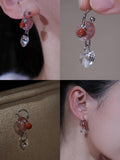 Handmade Pink Heart Shaped Tassel Earrings,Lumivault.