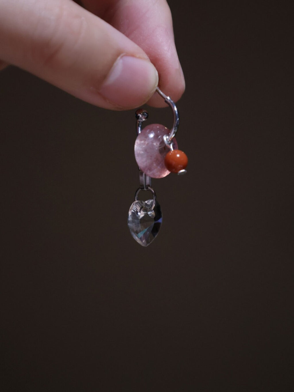 Handmade Pink Heart Shaped Tassel Earrings,Lumivault.