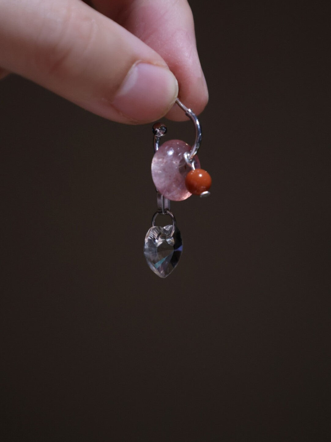 Handmade Pink Heart Shaped Tassel Earrings,Lumivault.