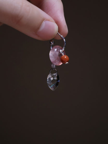 Handmade Pink Heart Shaped Tassel Earrings