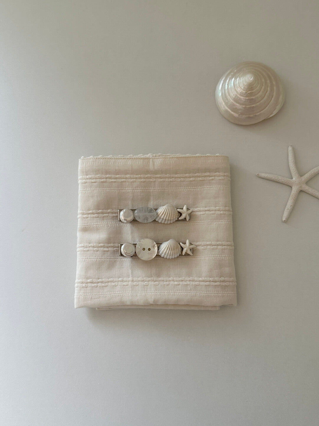 Coastal Natural Stone & Shell Hair Clip,Lumivault.