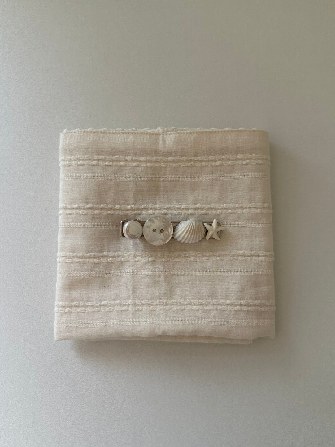 Coastal Natural Stone & Shell Hair Clip,Button,Lumivault.