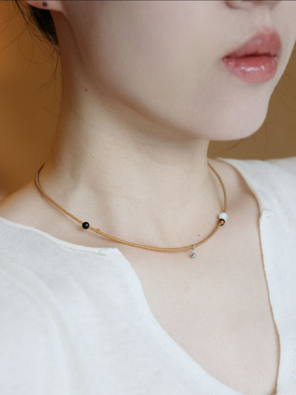Retro Gold Mini Beaded Necklace - Lumivault
