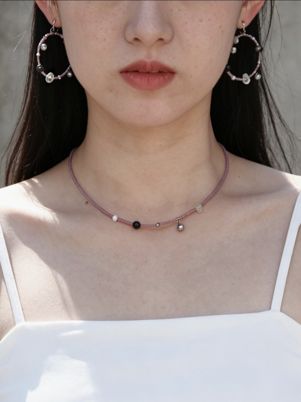 Summer Pink Sweet Cool Earrings Necklace - Lumivault