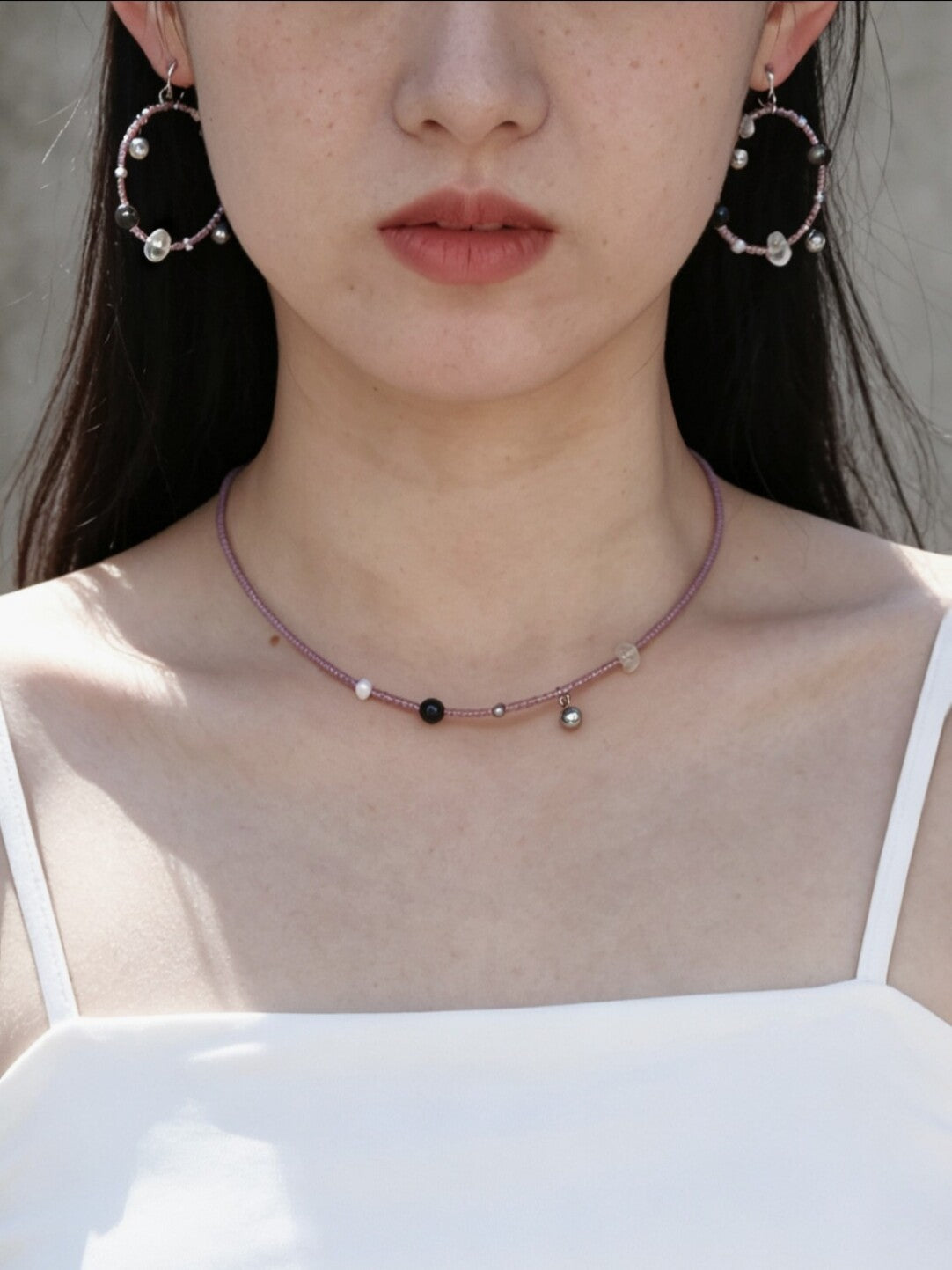 Summer Pink Sweet Cool Earrings Necklace - Lumivault