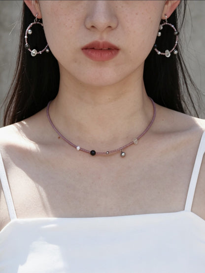 Summer Pink Sweet Cool Earrings Necklace - Lumivault