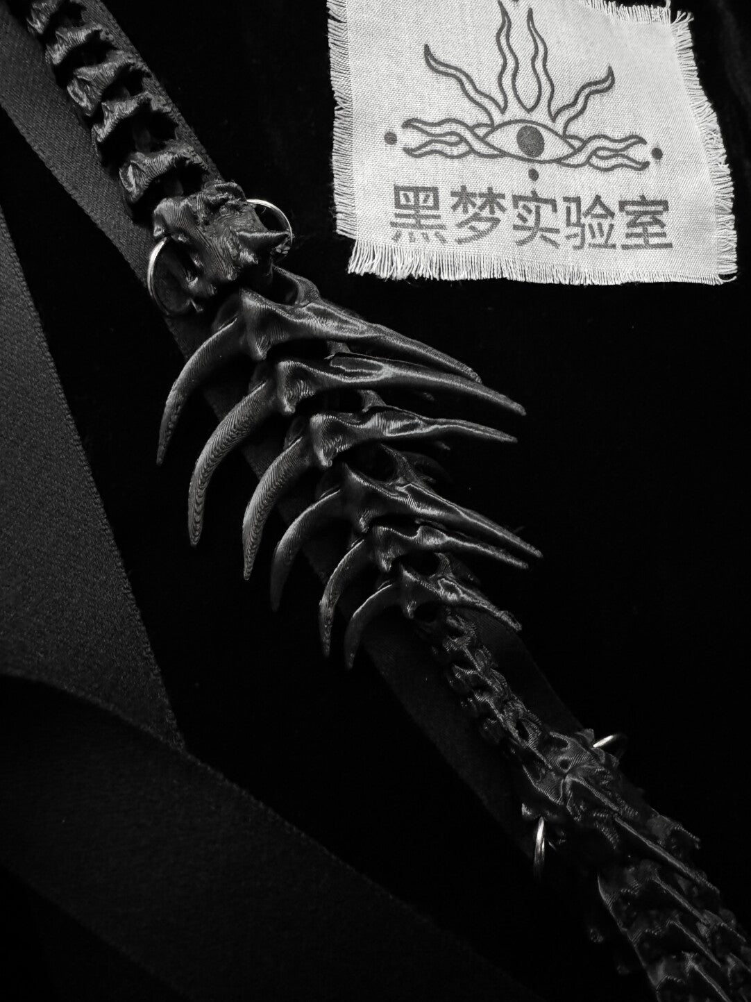 Vertebrae Hand Tie Necklace,Black(Single Chain) / Single Necklace / 1,Lumivault.