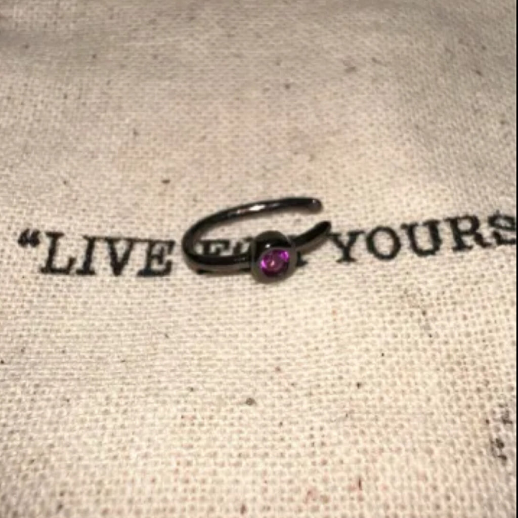 Handmade Silver Single Earring,Black Plated Sterling Silver Rose Diamonds / Ear Post Thickness 0.9mm,Lumivault.