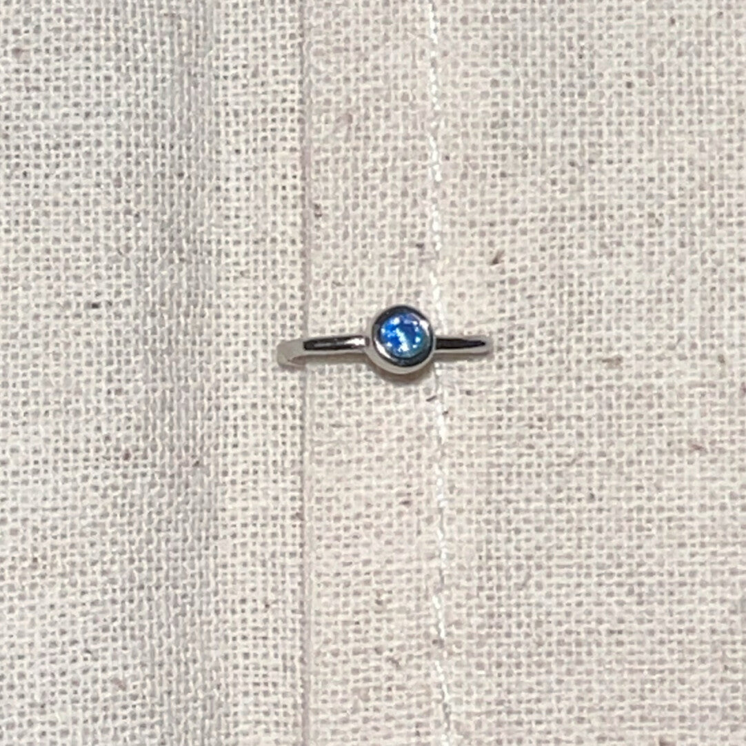 Handmade Silver Single Earring,Sterling Silver Aquamarine / Ear Post Thickness 0.9mm,Lumivault.