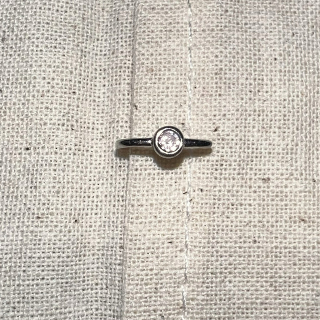 Handmade Silver Single Earring,Sterling Silver White Diamond / Ear Post Thickness 0.9mm,Lumivault.