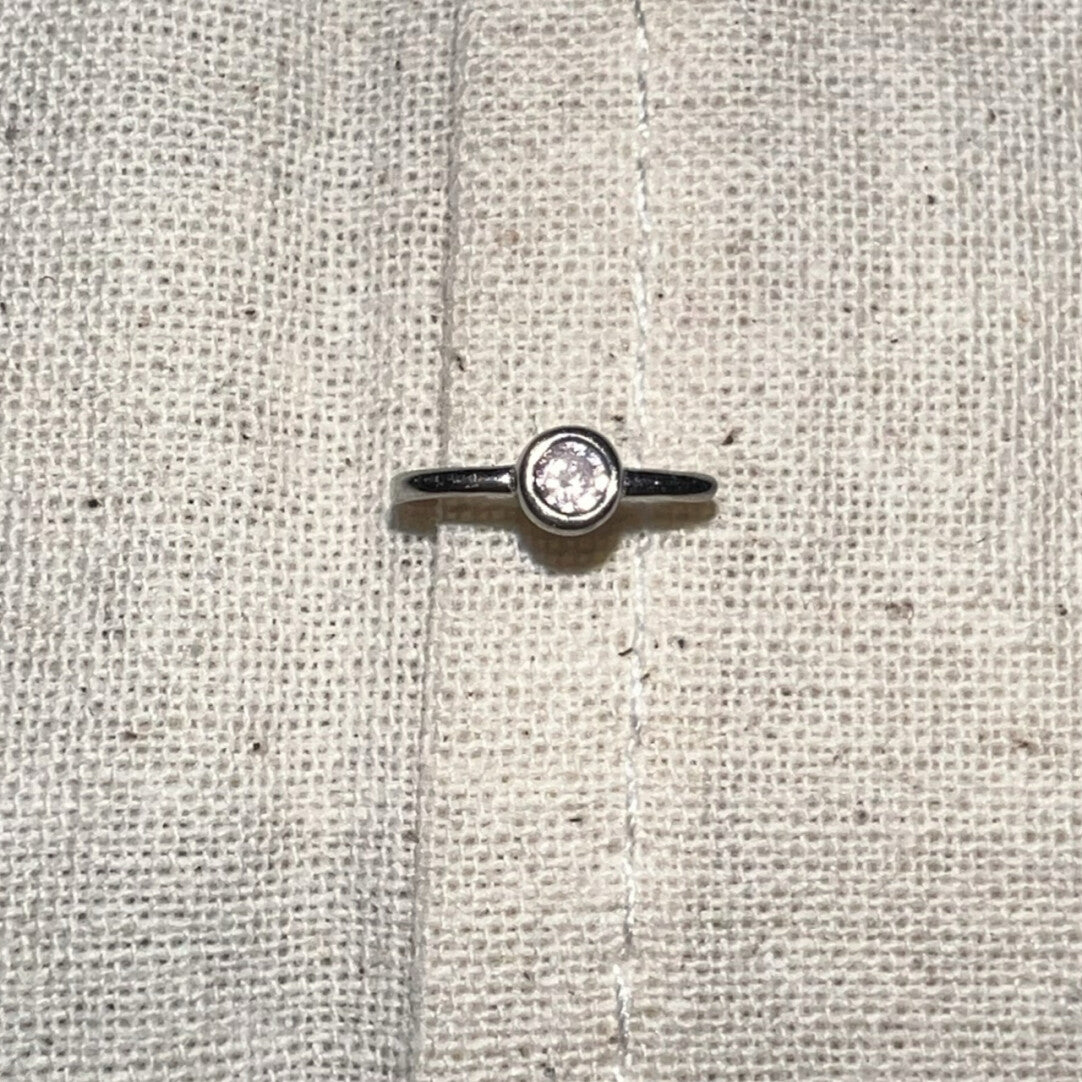 Handmade Silver Single Earring,Sterling Silver White Diamond / Ear Post Thickness 0.9mm,Lumivault.