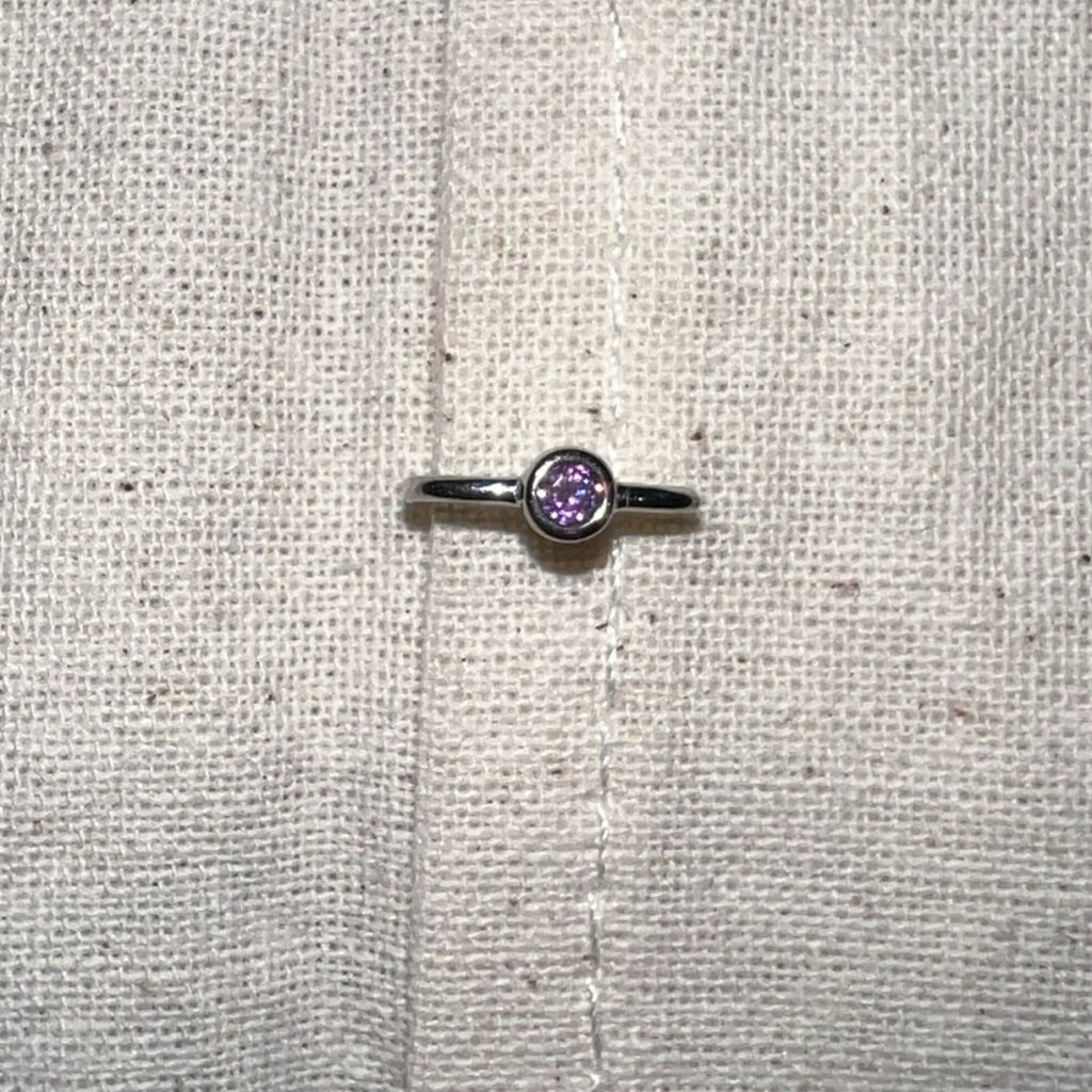 Handmade Silver Single Earring,Sterling Silver Purple Diamond / Ear Post Thickness 0.9mm,Lumivault.