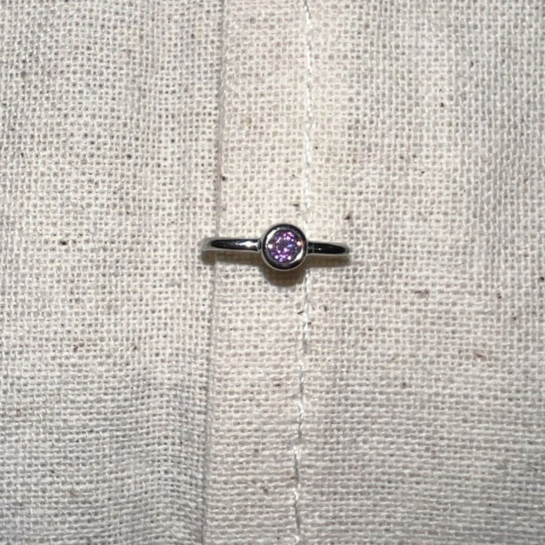 Handmade Silver Single Earring,Sterling Silver Purple Diamond / Ear Post Thickness 0.9mm,Lumivault.