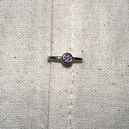 Handmade Silver Single Earring,Sterling Silver Purple Diamond / Ear Post Thickness 0.9mm,Lumivault.