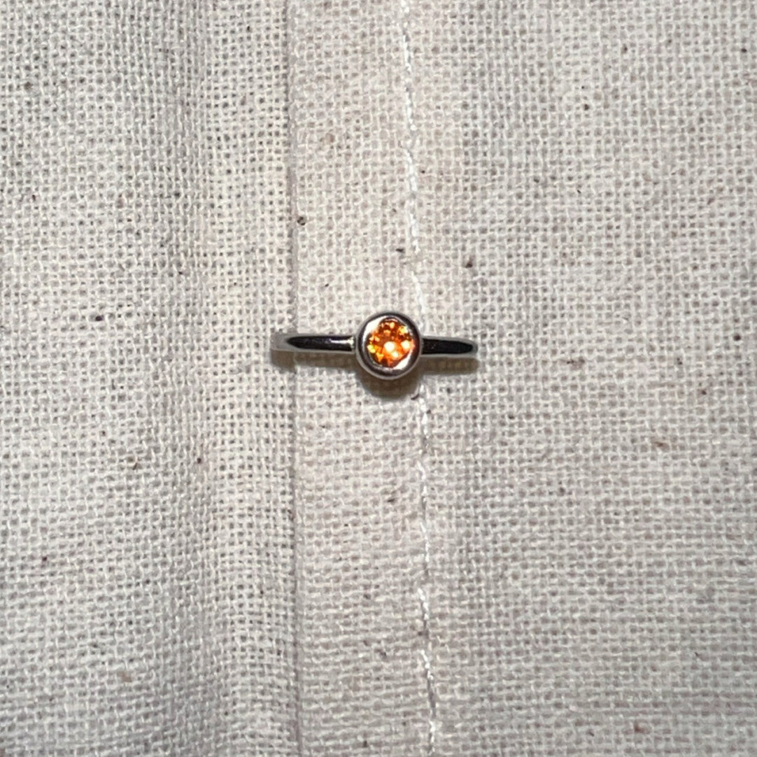 Handmade Silver Single Earring,Sterling Silver Orange Diamond / Ear Post Thickness 0.9mm,Lumivault.