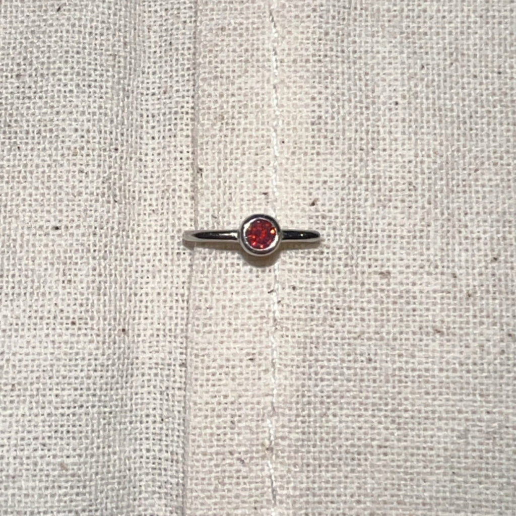 Handmade Silver Single Earring,Sterling Silver Red Diamond / Ear Post Thickness 0.9mm,Lumivault.