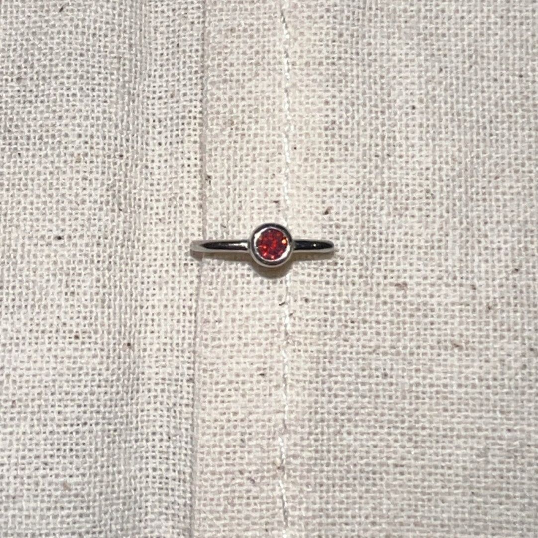 Handmade Silver Single Earring,Sterling Silver Red Diamond / Ear Post Thickness 0.9mm,Lumivault.