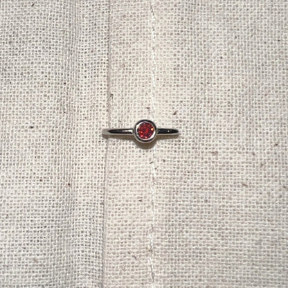 Handmade Silver Single Earring,Sterling Silver Red Diamond / Ear Post Thickness 0.9mm,Lumivault.