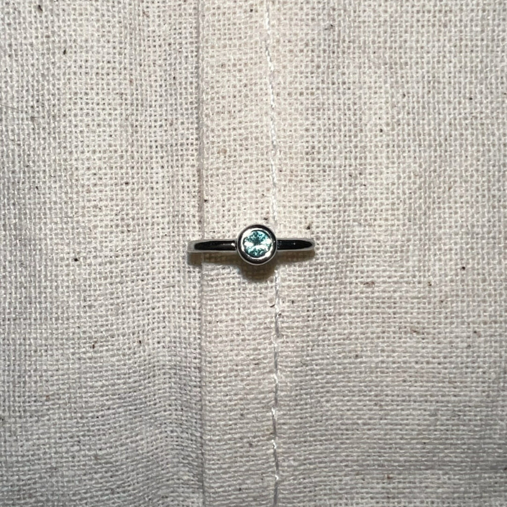 Handmade Silver Single Earring,Paraiba Mint Diamond / Ear Post Thickness 0.9mm,Lumivault.