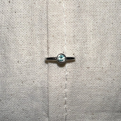 Handmade Silver Single Earring,Paraiba Mint Diamond / Ear Post Thickness 0.9mm,Lumivault.
