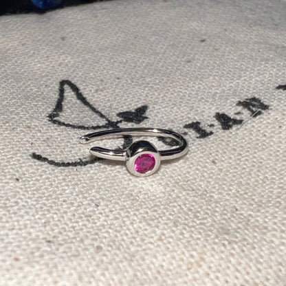 Handmade Silver Single Earring,Sterling Silver Rose Red Diamond / Ear Post Thickness 0.9mm,Lumivault.