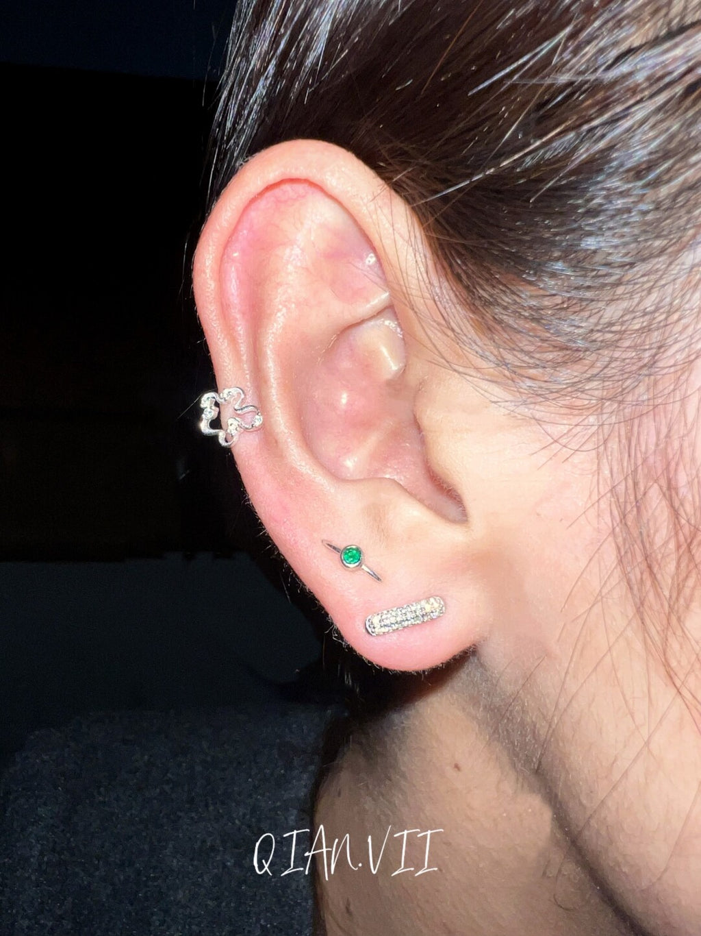 Silver Diamond Encrusted Glossy Single Earring,Lumivault.