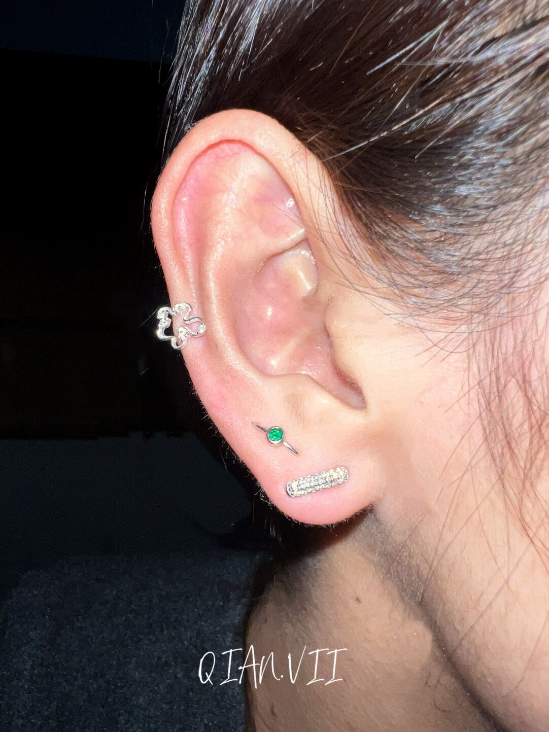 Silver Diamond Encrusted Glossy Single Earring,Lumivault.