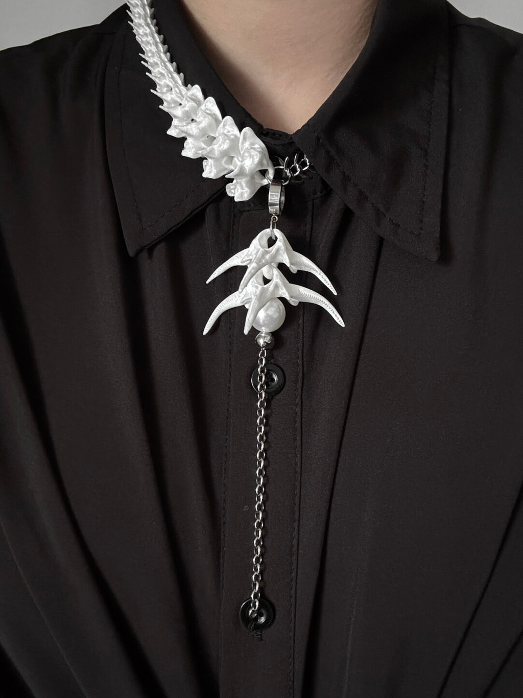 Bloom & Bone Modular Set -4- Way Convertible Necklace,Pearlescent White with White Bead / Studs,Lumivault.