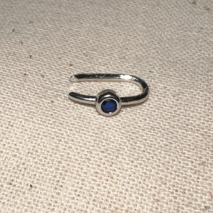 Handmade Silver Single Earring,Sterling Silver Dark Blue / Ear Post Thickness 0.9mm,Lumivault.