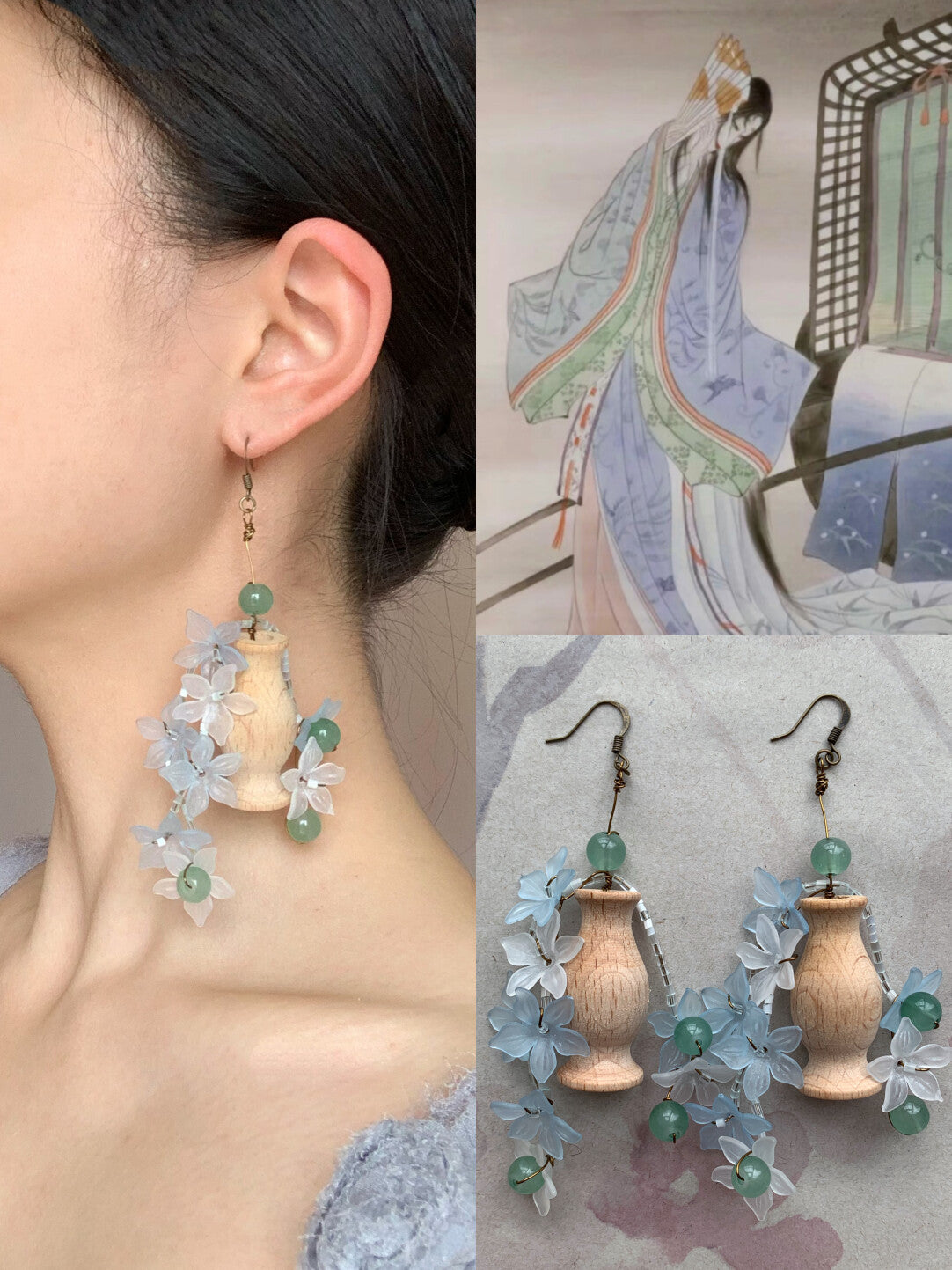 Night Flower Wooden Earrings