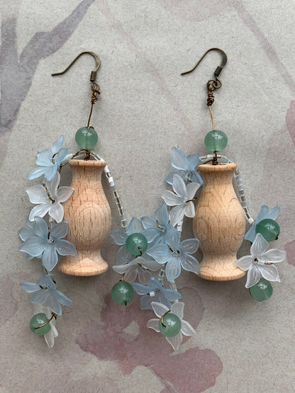 Night Flower Wooden Earrings