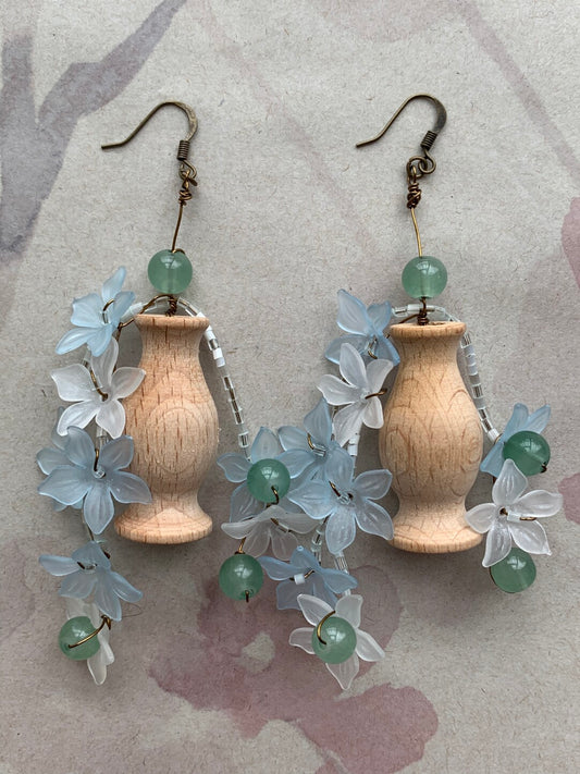 Night Flower Wooden Earrings