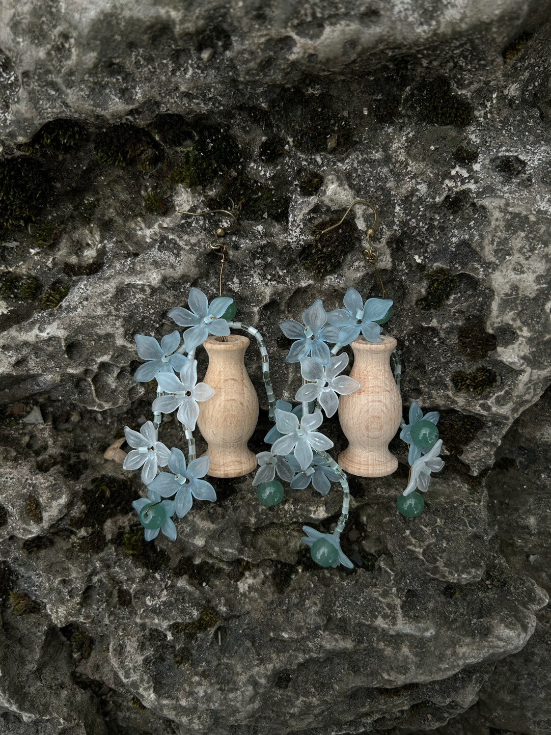 Night Flower Wooden Earrings