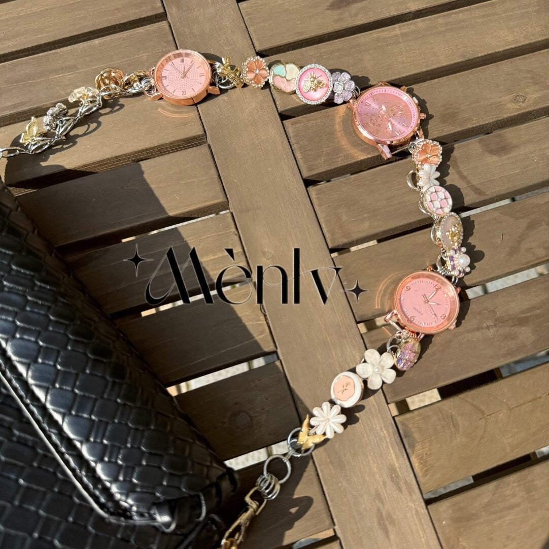 Pink Watch Waist Chain,Waist Chain (Bag Strap+25cm Extension Chain),Lumivault.