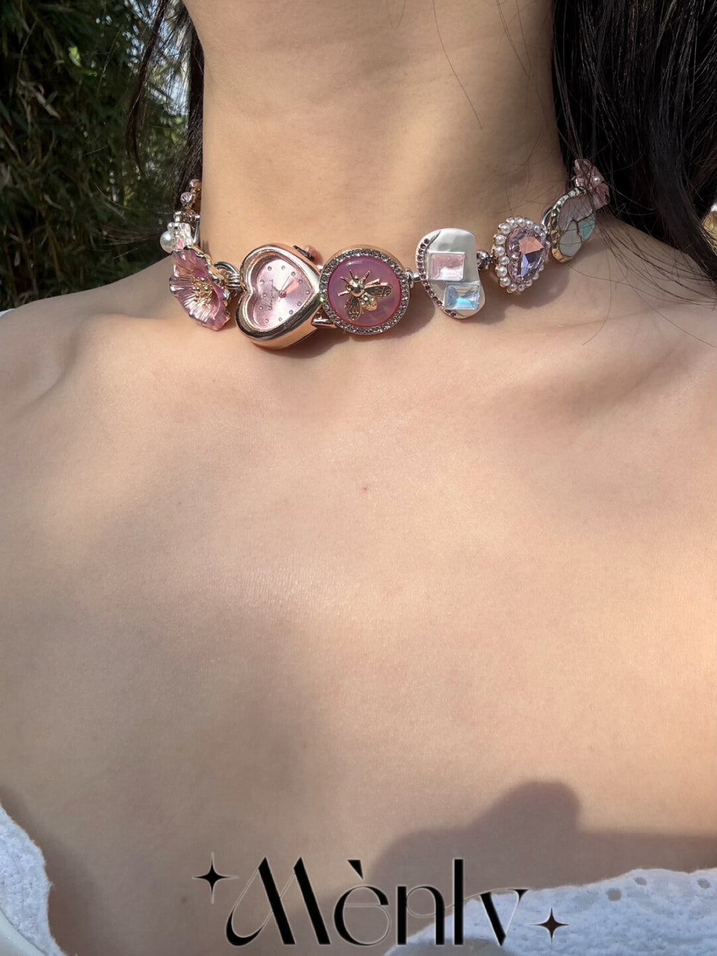 Vintage Pink Watch Choker,Lumivault.