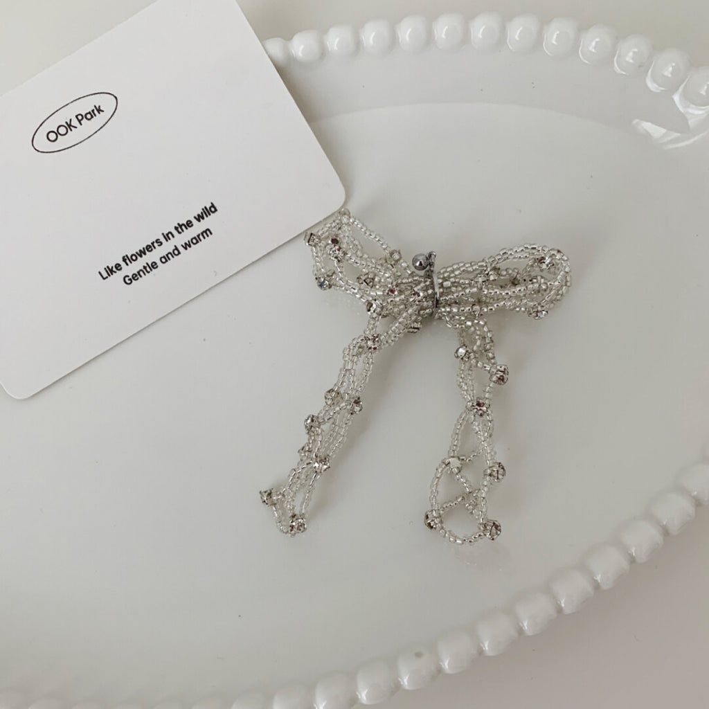Princess Party Beaded Silver Tassel Earrings,Lumivault.