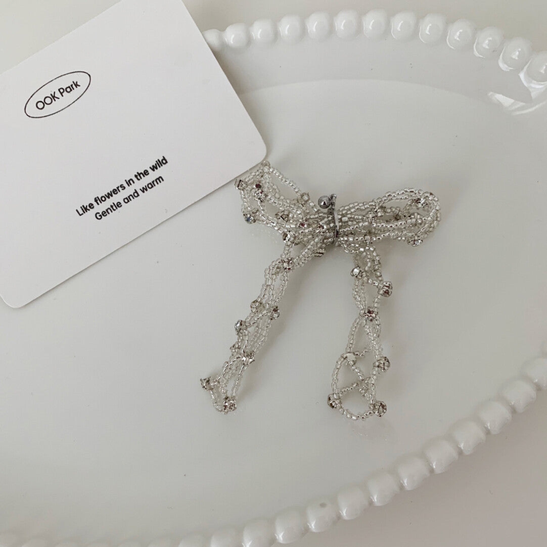 Princess Party Beaded Silver Tassel Earrings,Lumivault.
