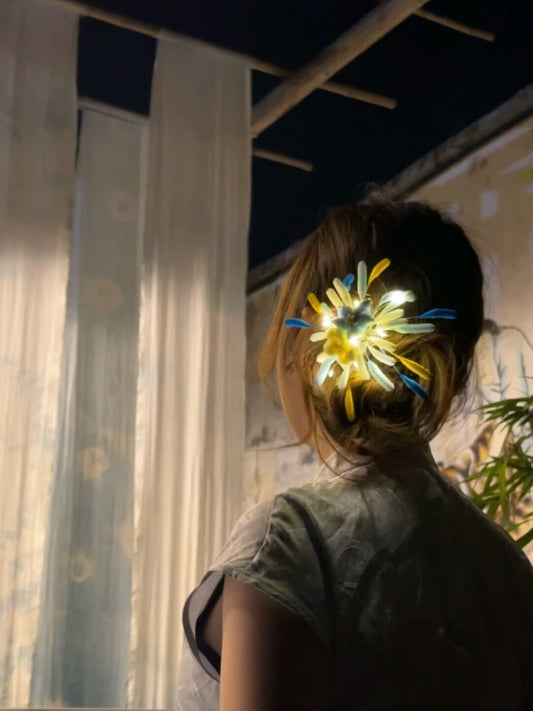 Blue Fireworks Hair Clip