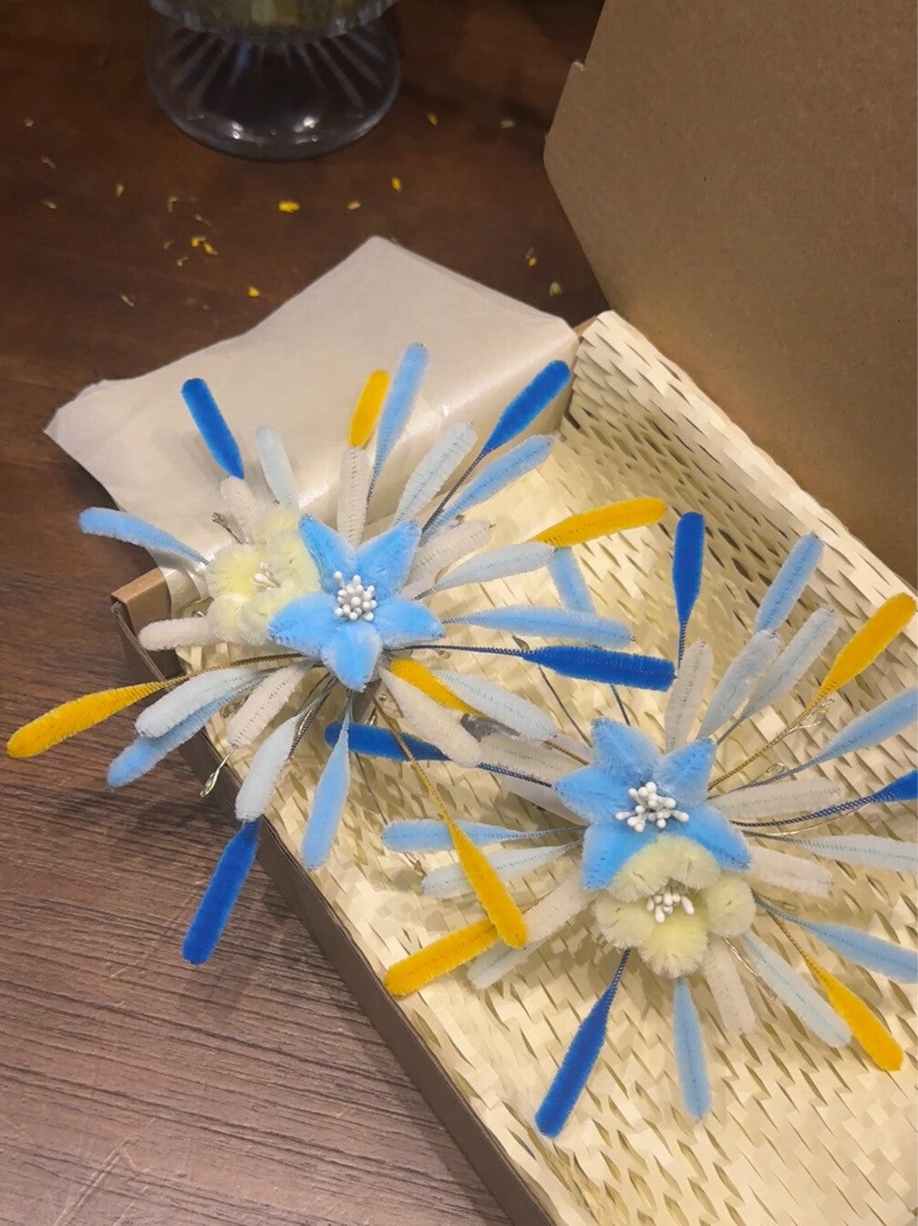 Blue Fireworks Hair Clip