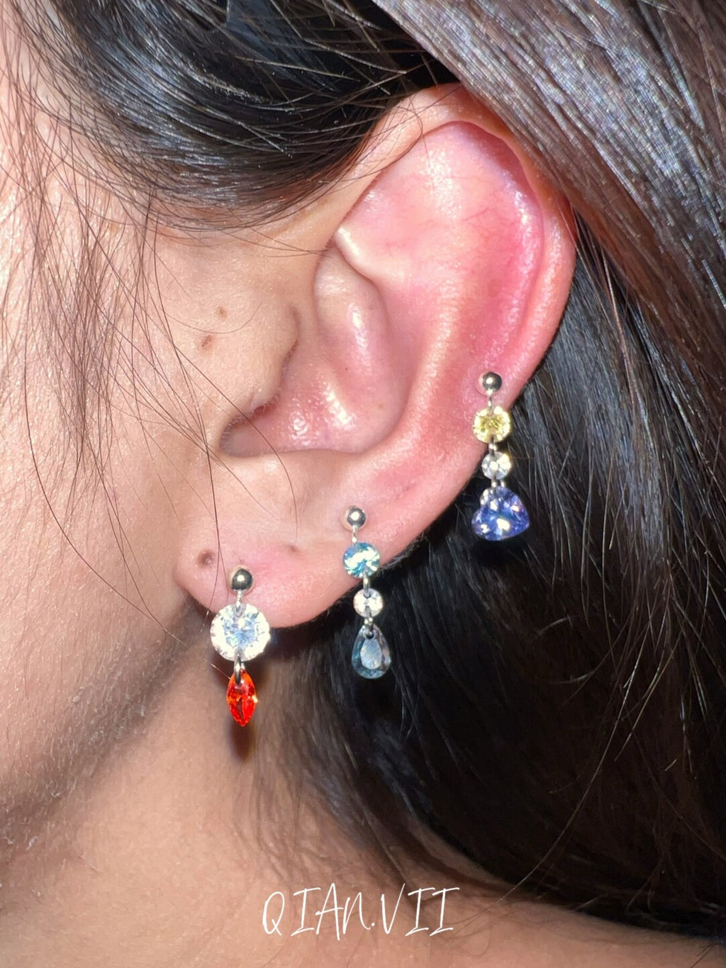 Flash Diamond Pendant Single Stud Earring,Lumivault.