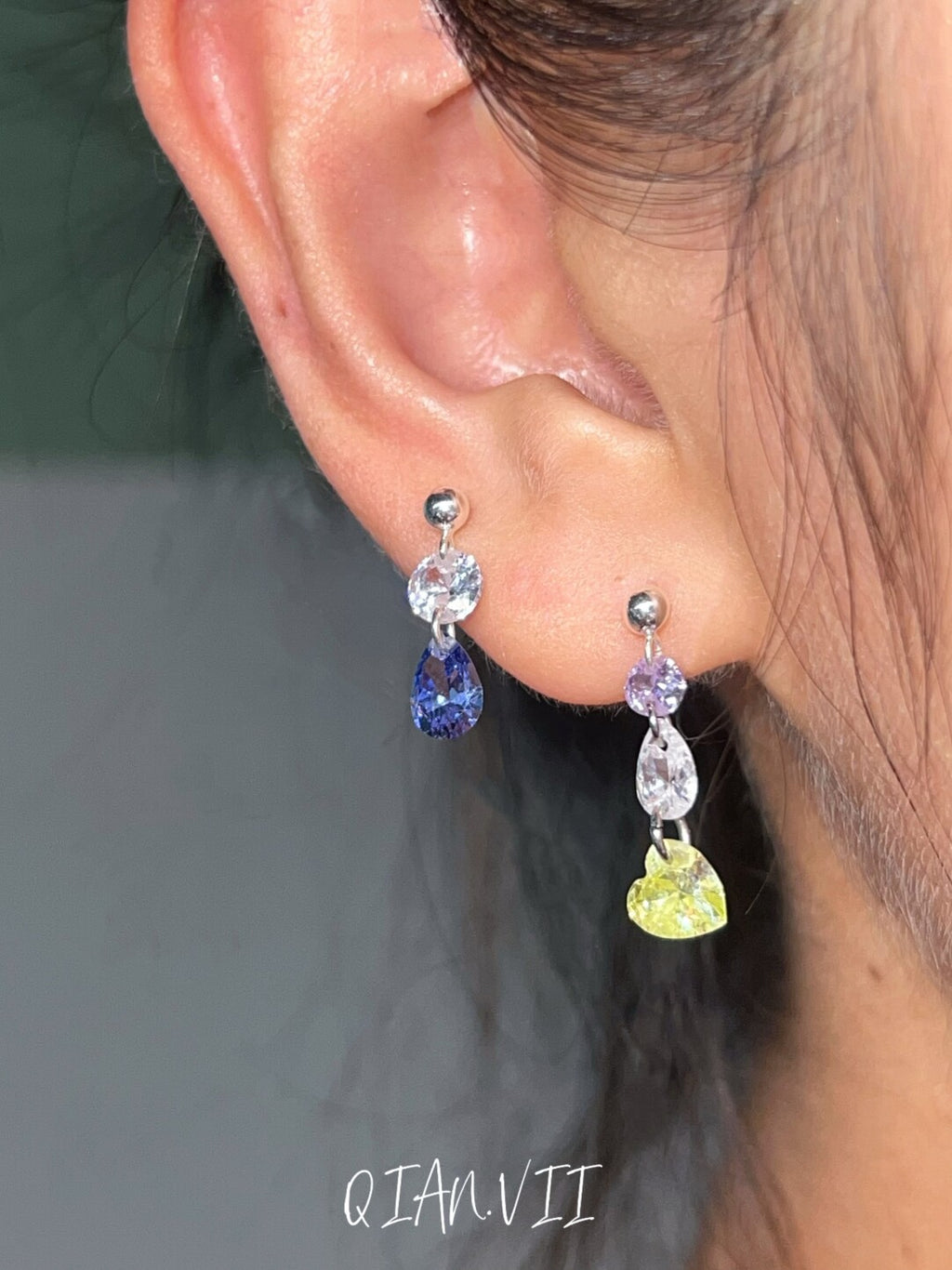 Flash Diamond Pendant Single Stud Earring,Lumivault.