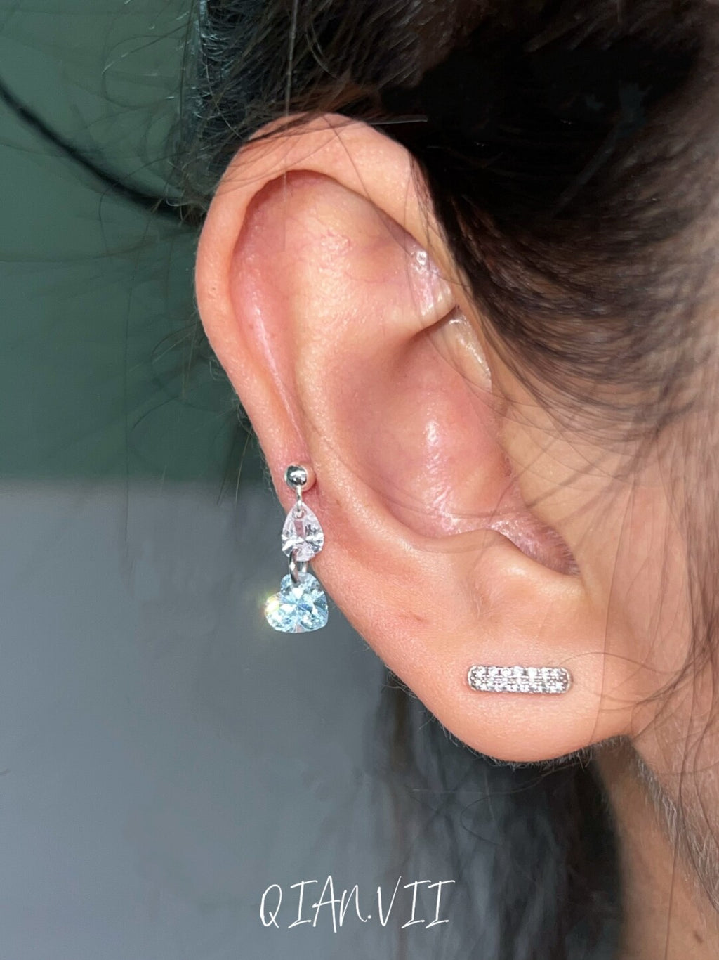 Flash Diamond Pendant Single Stud Earring,Lumivault.