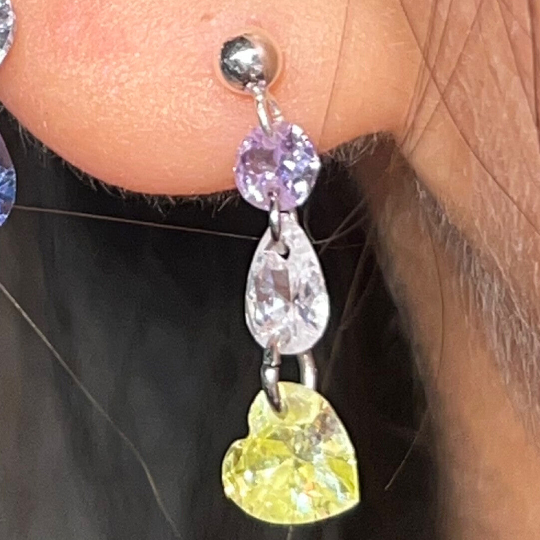 Flash Diamond Pendant Single Stud Earring,#1,Lumivault.