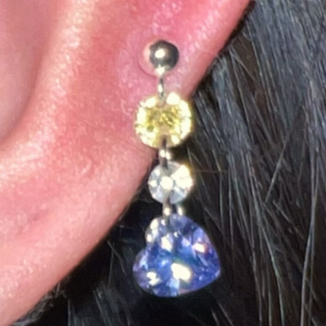 Flash Diamond Pendant Single Stud Earring,#4,Lumivault.