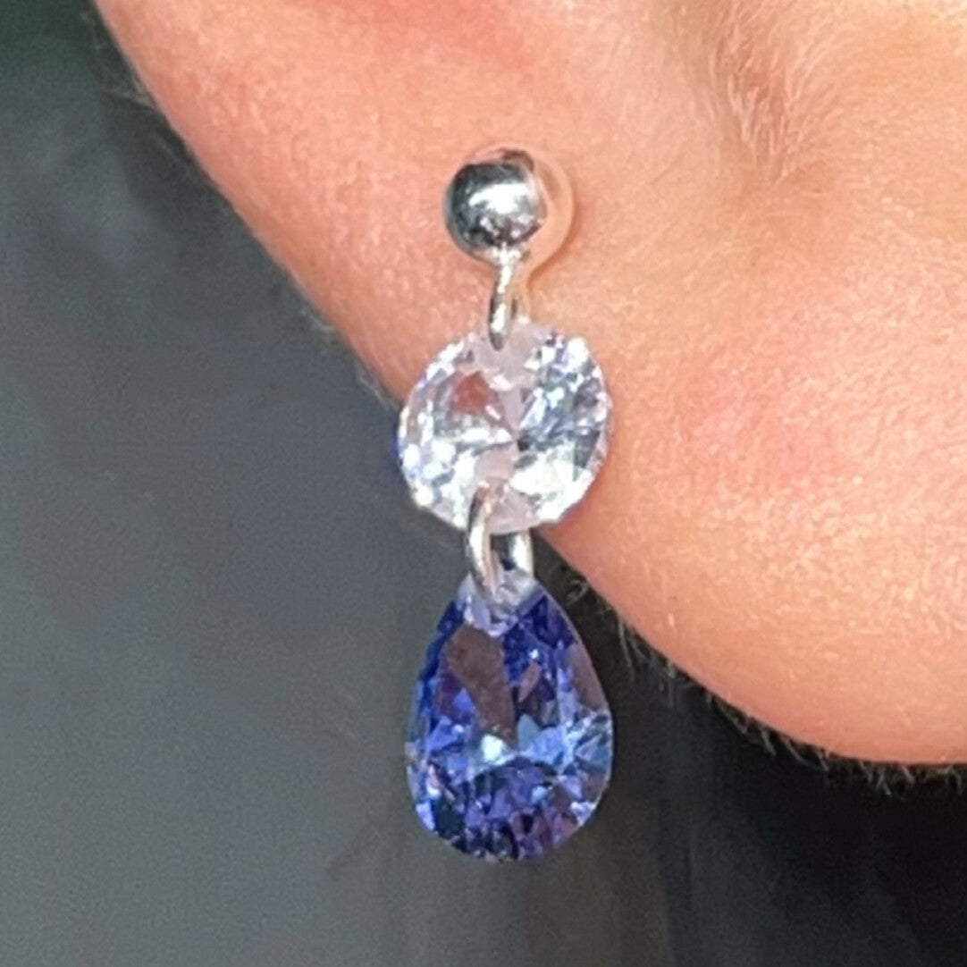 Flash Diamond Pendant Single Stud Earring,#3,Lumivault.
