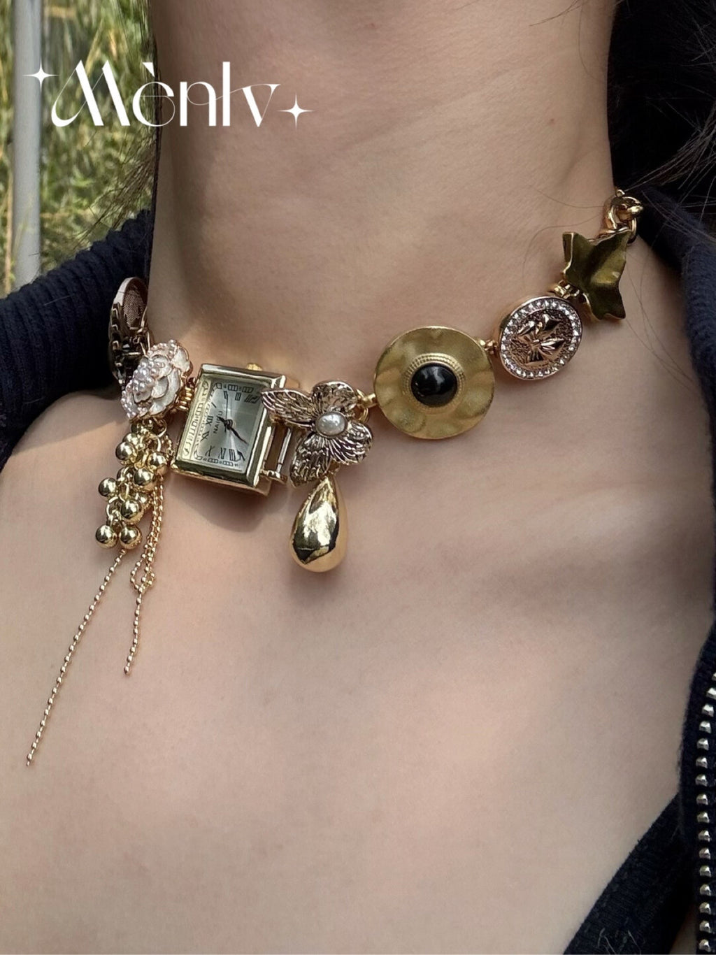 Vintage Gold Tassel Watch Choker,Lumivault.