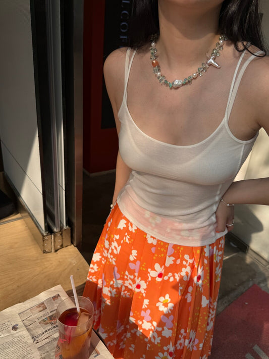 Mint Water Drop Persimmon Beaded Necklace,Lumivault.